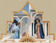 Благовещение (верхняя часть полиптиха Св. Антония). 1460–1470-е. Национальная галерея Умбрии, Перуджа. © Galleria Nazionale dell'Umbria, Perugia 