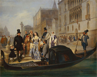 Джулио Карлини (1826-1887). Семейство Толстых в Венеции. Италия, 1855 г. Холст, масло