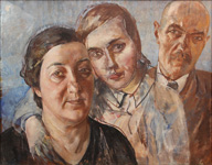 К.С. Петров-Водкин. Автопортрет с женой и дочерью. 1933-1937 гг.