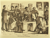 Редакционный день ''Будильника''. 1885