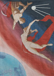 Афиша циркового номера с летающими гимнастами. Андрей Щелоков, 1998 г.