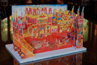 3D театральный макет по эскизу декорации «Золотой петушок» Натальи Гончаровой, хранящегося в фондах музея