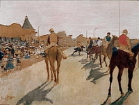 Эдгар Дега. Скаковые лошади перед трибунами. 1866-1868. Музей д'Орсэ