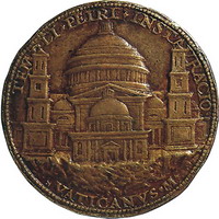 Памятная медаль, выпущенная по случаю закладки собора Святого Петра с изображением первоначального проекта Браманте