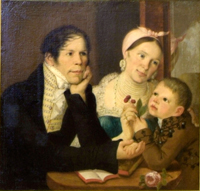 Колокольников-Воронин Я.М. Автопортрет с женой и сыном. 1820-е гг.