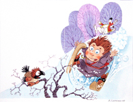 В. Лукконен. Иллюстрация к книге Д. Вересова ''Пит и его большое зимнее приключение'' 2009