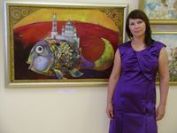 Майя Гусарина и ее серия ''Волжское чудо''. На открытии персональной выставки. Июль 2010
