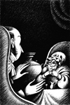 Чаепитие у Коробочки. Иллюстрация к поэме Н.В. Гоголя «Мертвые души», 2011. Шелкография, 50 х 34