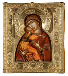 Икона Богоматери «Умиление» Владимирская. Середина XVIII века