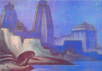 Н.К. Рерих. Огни на Ганге. 1947