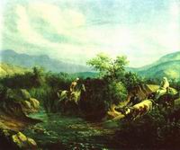 Акварель: М.Ю. Лермонтов. Нападение (Сцена из кавказской жизни) 1838 г.