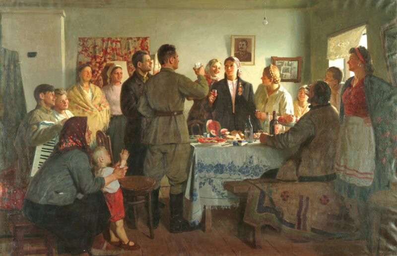 М.И. Лихачёв. Тост за героиню. 1949