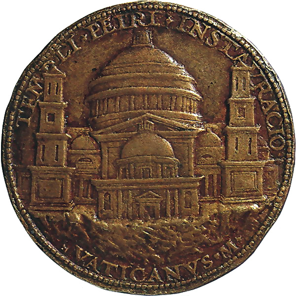 Памятная медаль, выпущенная по случаю закладки собора Святого Петра с изображением первоначального проекта Браманте