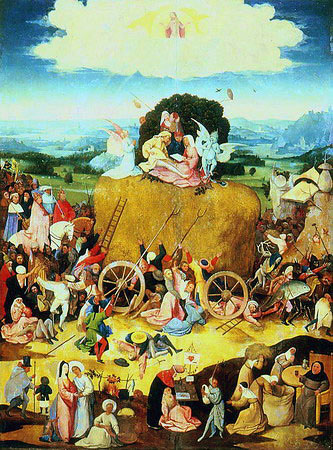 Иероним Босх. Стог сена, центральная часть триптиха. 1500 - 1502. Мадрид, Прадо